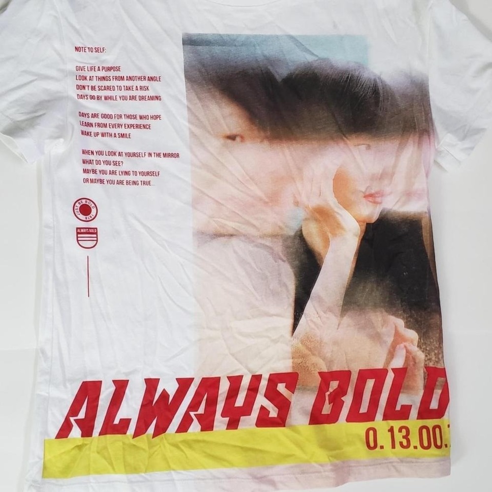 Zara Basic Womens Graphic Print T Shirt Note To Self Always Bold Trendy Tee S